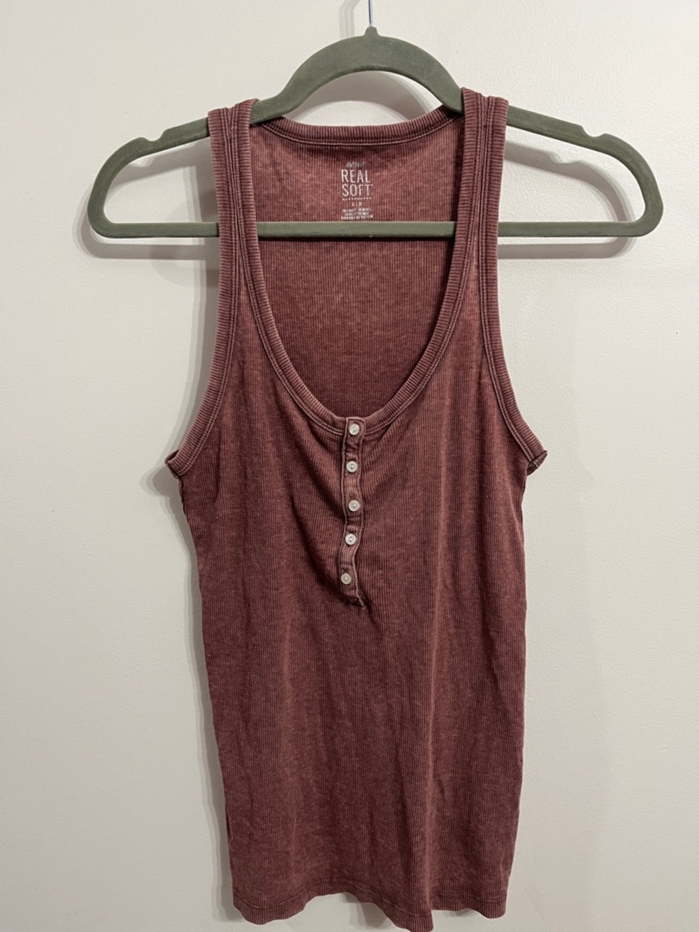 💐5/25$ Aerie Women's maroon Ribbed Henley Tank Top